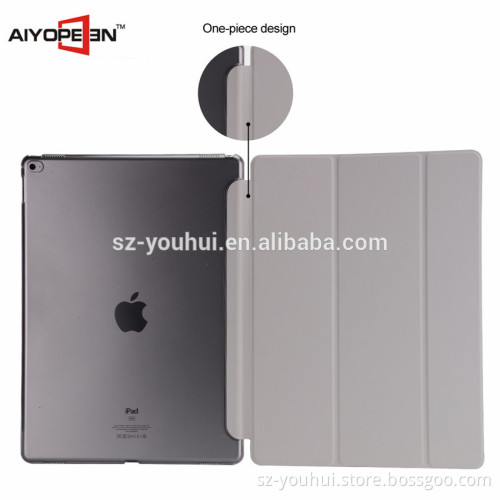 Wholesale Fashion PU +PC Tablet Protective Case for ipad pro with back Transparent pc case